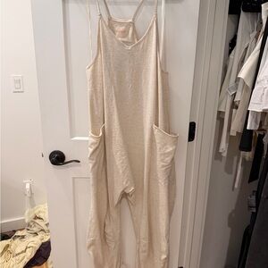 Free People Beige Tank Jumpsuit